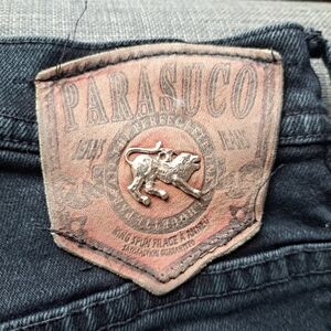 Vintage Parasuco Very High Waist Black Jeans - Signature Leather Patch